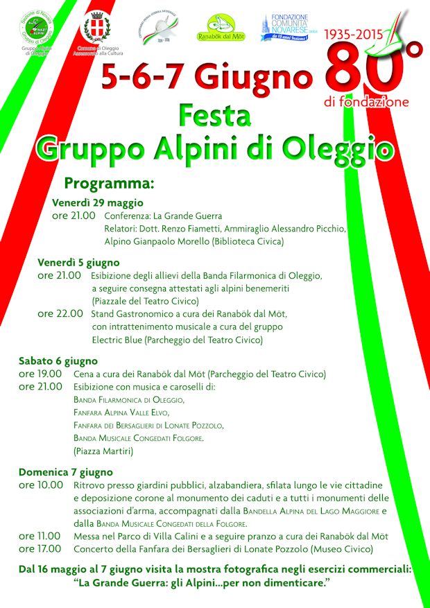 Festa Gruppo di Oleggio - Il Programma